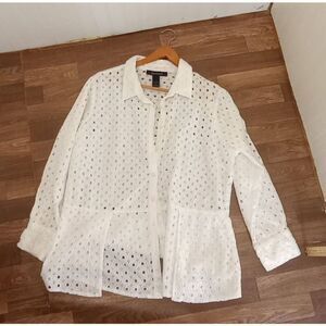 Ashley Stewart White Eyelet Blazer